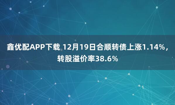 鑫优配APP下载 12月19日合顺转债上涨1.14%，转股溢价率38.6%